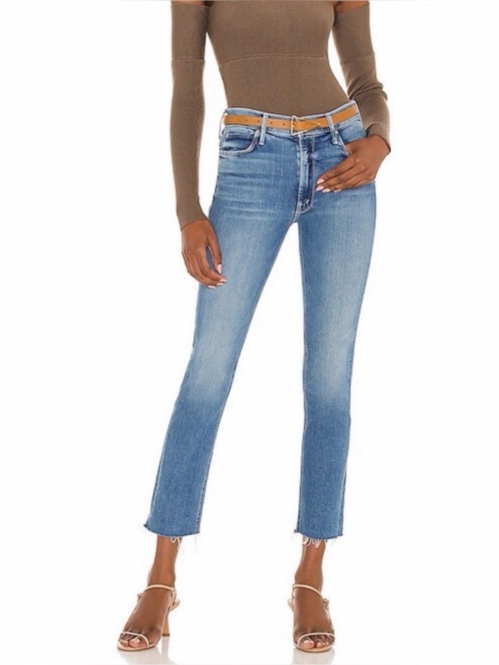 MOTHER Mid Rise Dazzler Ankle Fray Jeans in Riding The Cliffside Size 29 - Picture 4 of 13